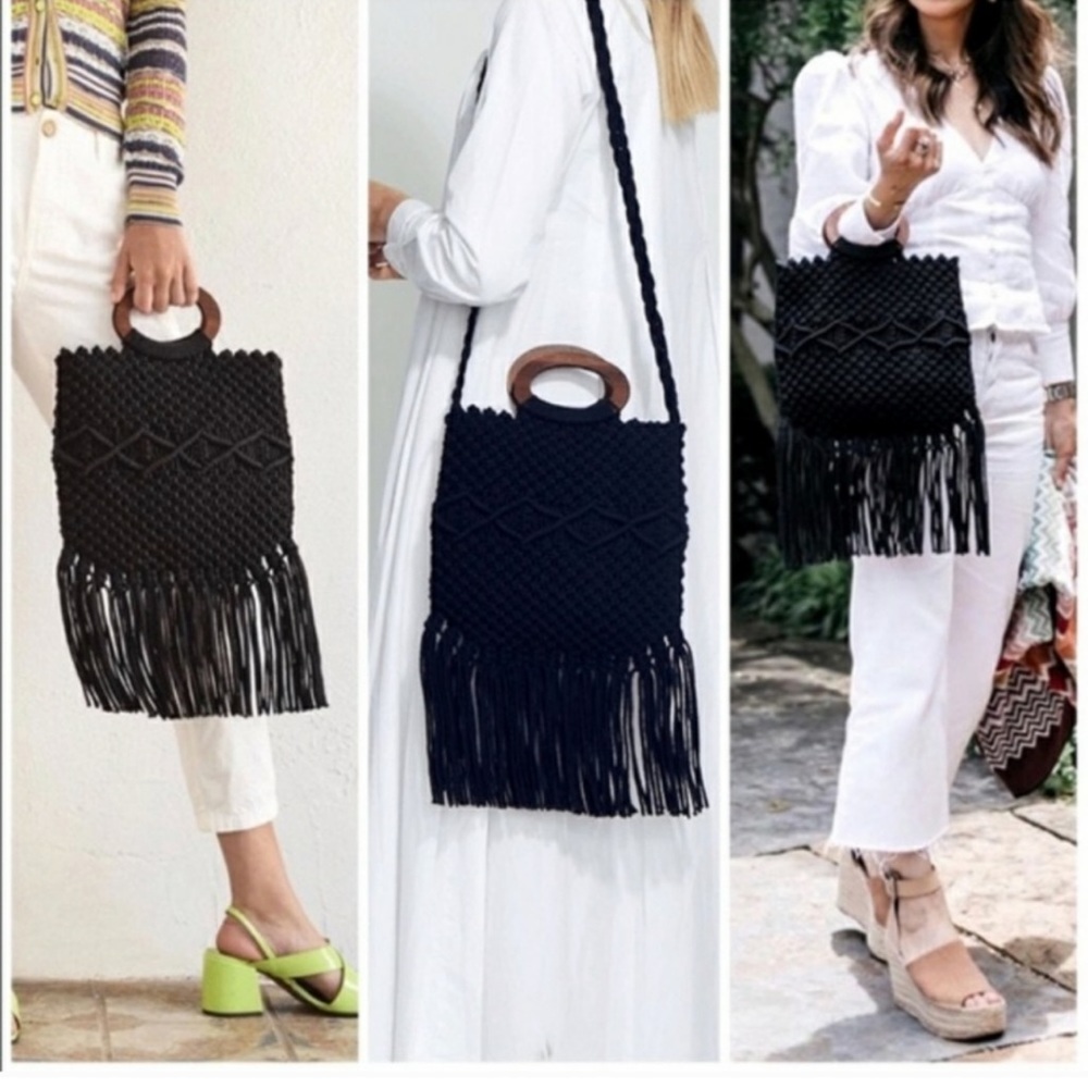 Danielle Nicole Macrame Fringe Crossbody Purse - image 1